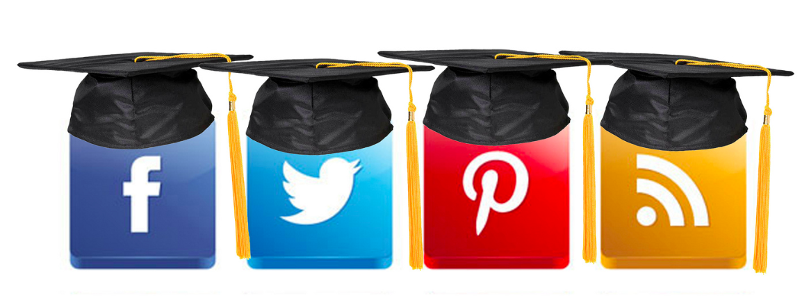 Showing grad caps on different social media platforms.